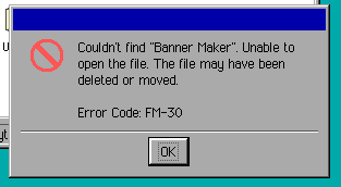 Screenshot of FM-30 error
